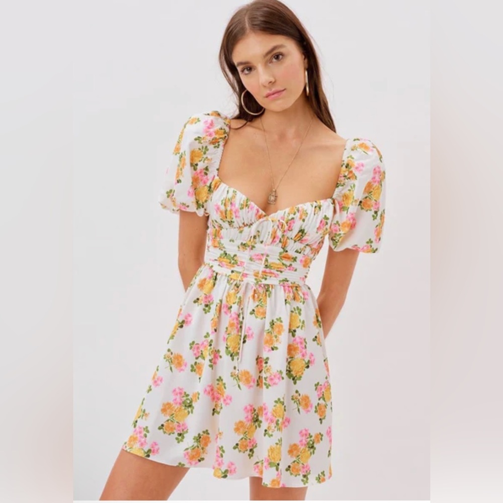 for love and lemons dress emma mini puff floral